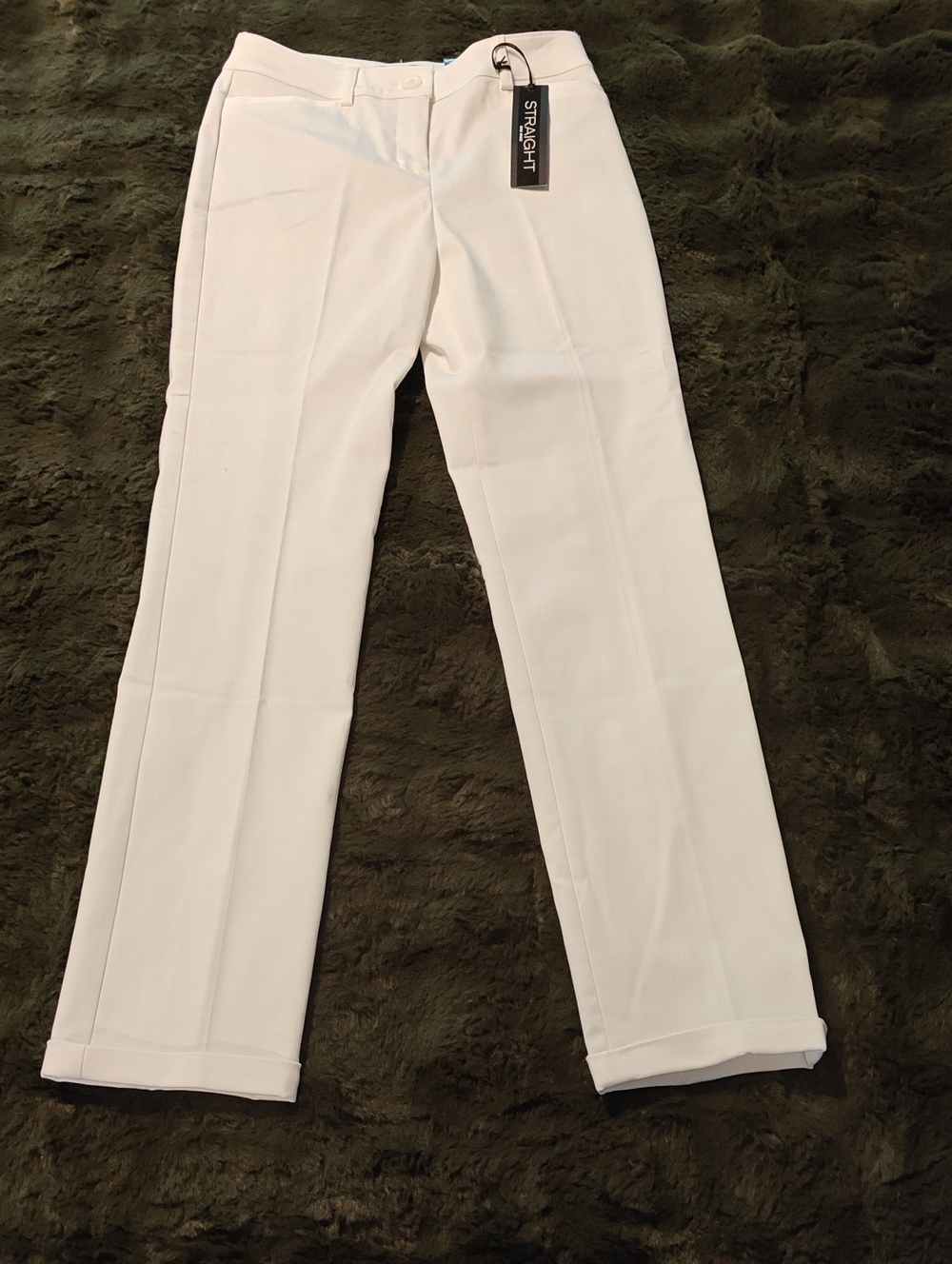 NWT Express White Straight-Leg Mid-Rise Pants
